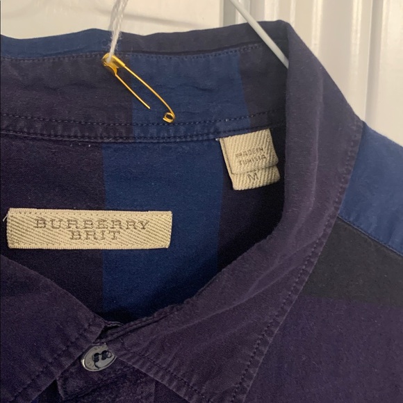 Burberry Brit Blue Plaid PreOwned Awesome Shirt Size Medium - Picture 3 of 6